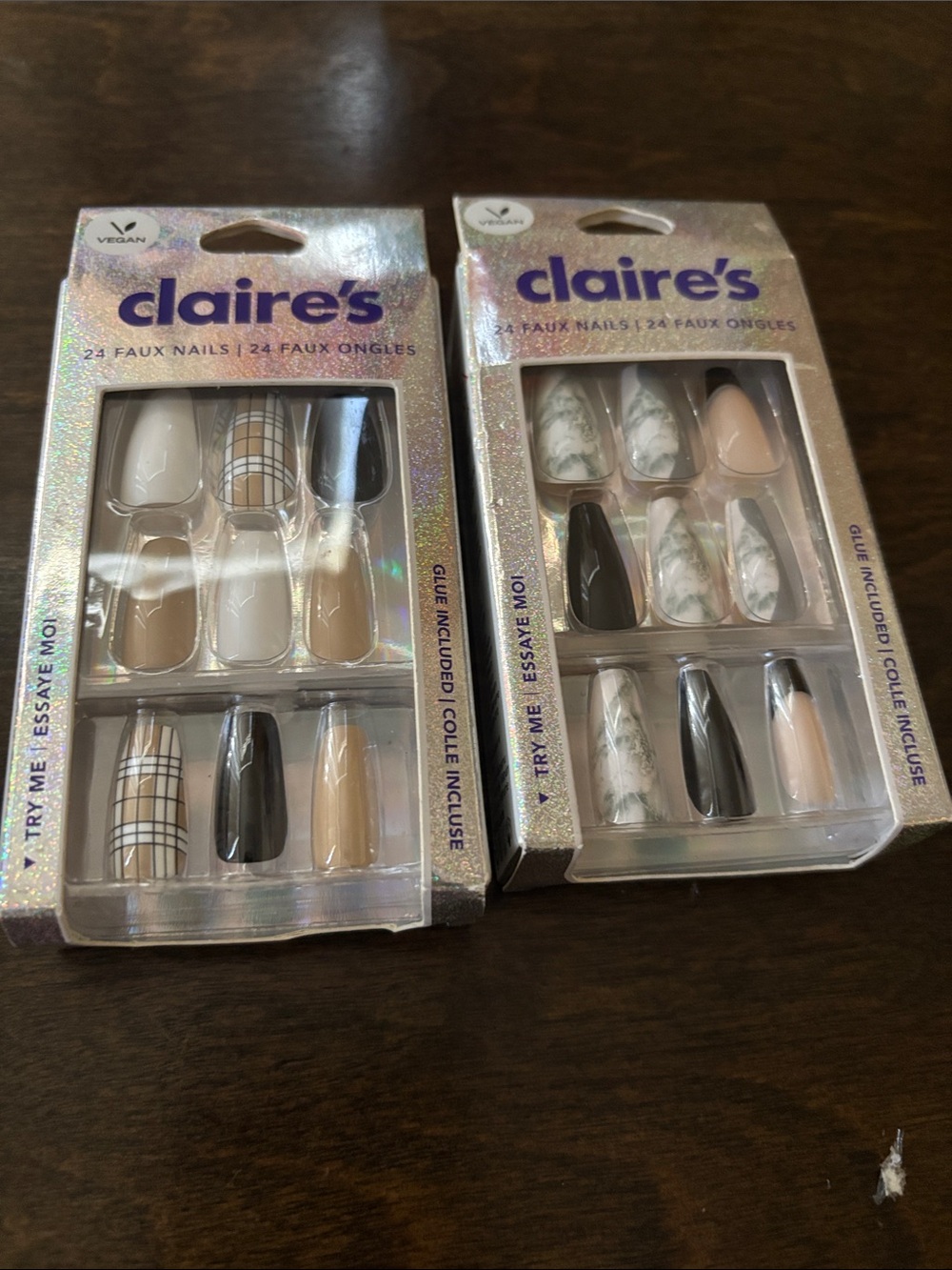 Claire's Nude & Marble Press-On Nails Set - 24 Pack